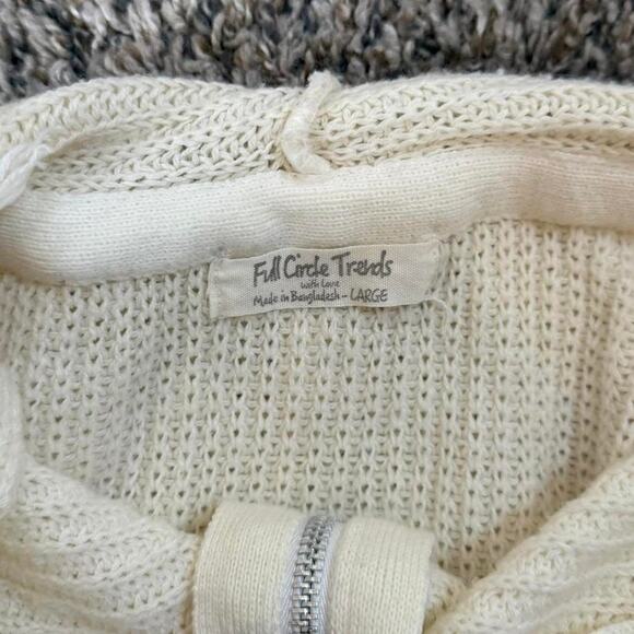 Cream Full Circle Trends Distressed Cream Knit Zip Up Hoodie - Picture 6 of 6